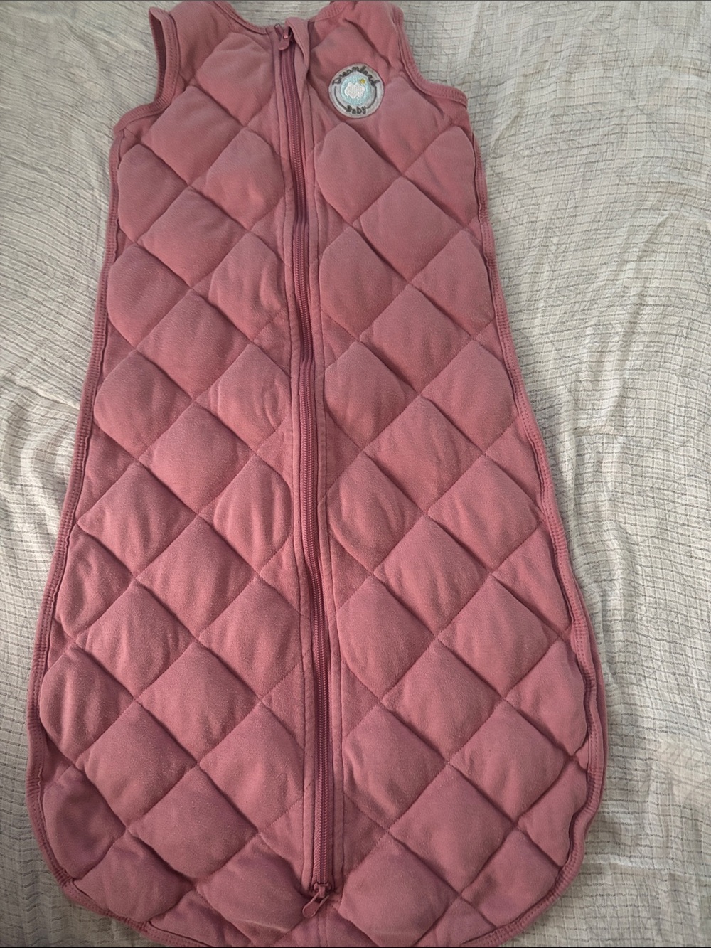 Pink Quilted Baby Sleep Sack with Front Zipper